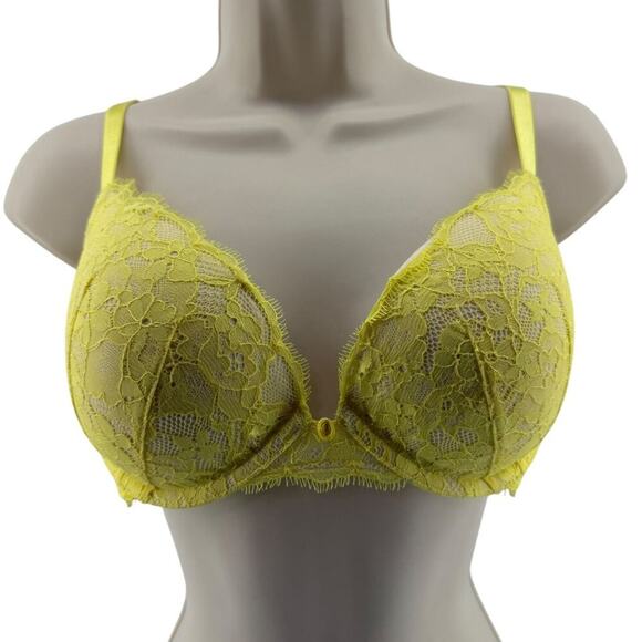 Victoria’s Secret Dream Angels Push Up Bra Brilliant Yellow Lace 34D - Picture 1 of 6